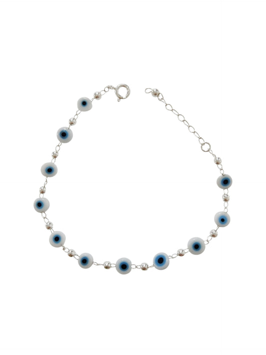 Pulsera ojito turco blanco plata 925