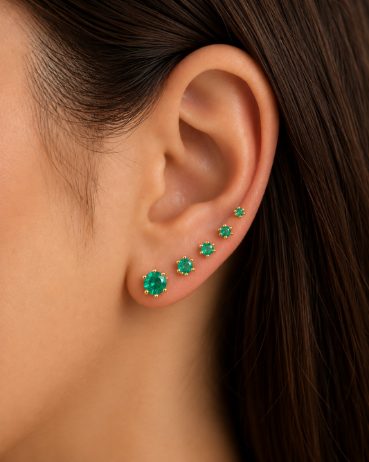 Aretes Esmeralda natural oro 10k