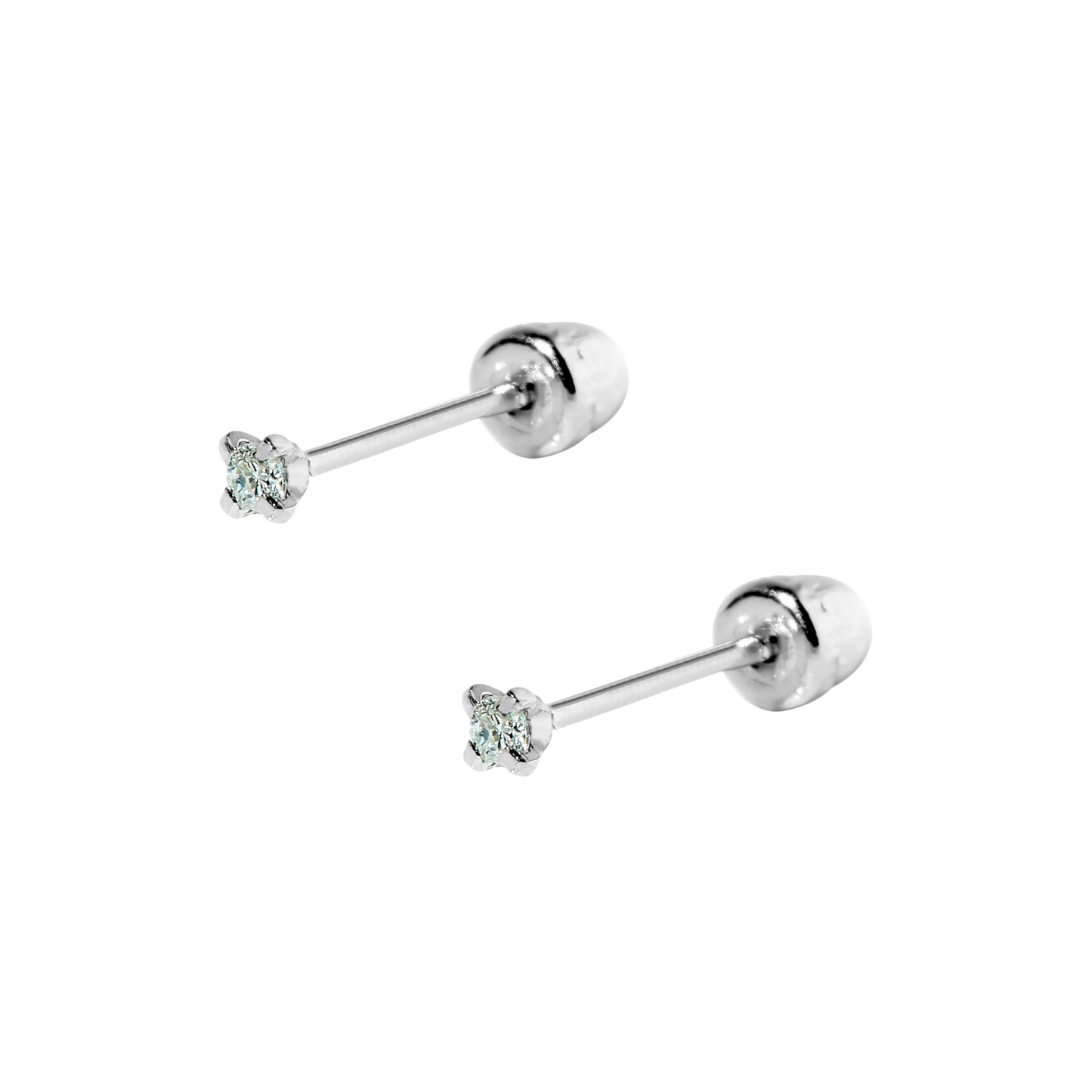 Par de Broquel con diamante natural 7 pts Oro blanco de 14k