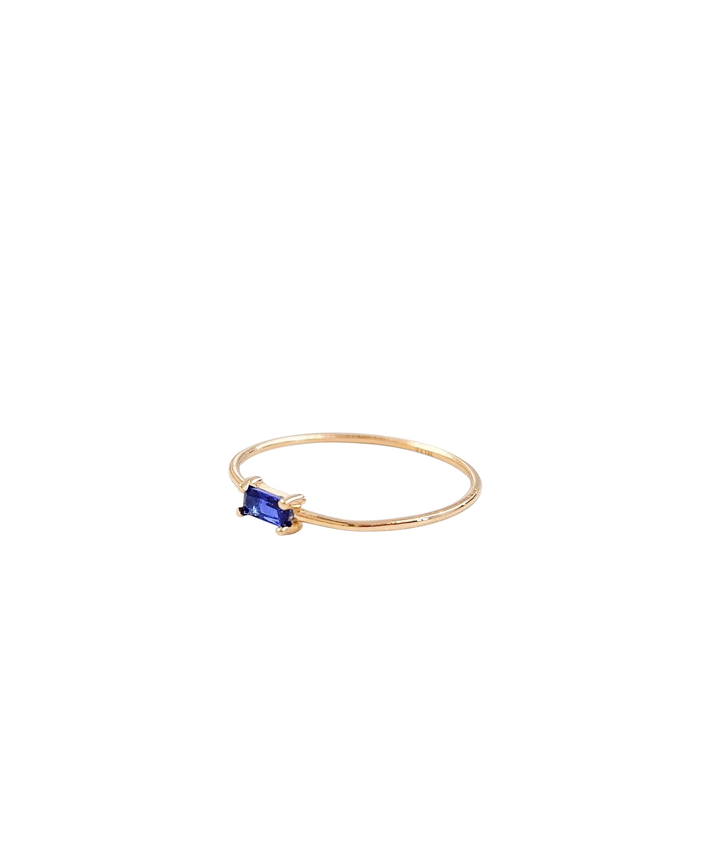 Anillo ultradelgado azul zafiro oro 10k dorado