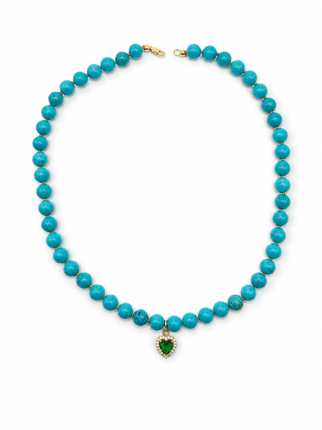 Collar de turquesa natural y oro 10k