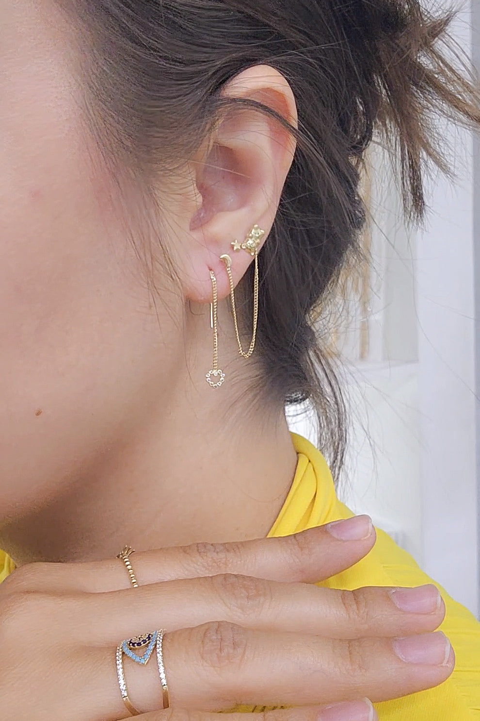 Par de arete colgante corazón oro 10k DORADO