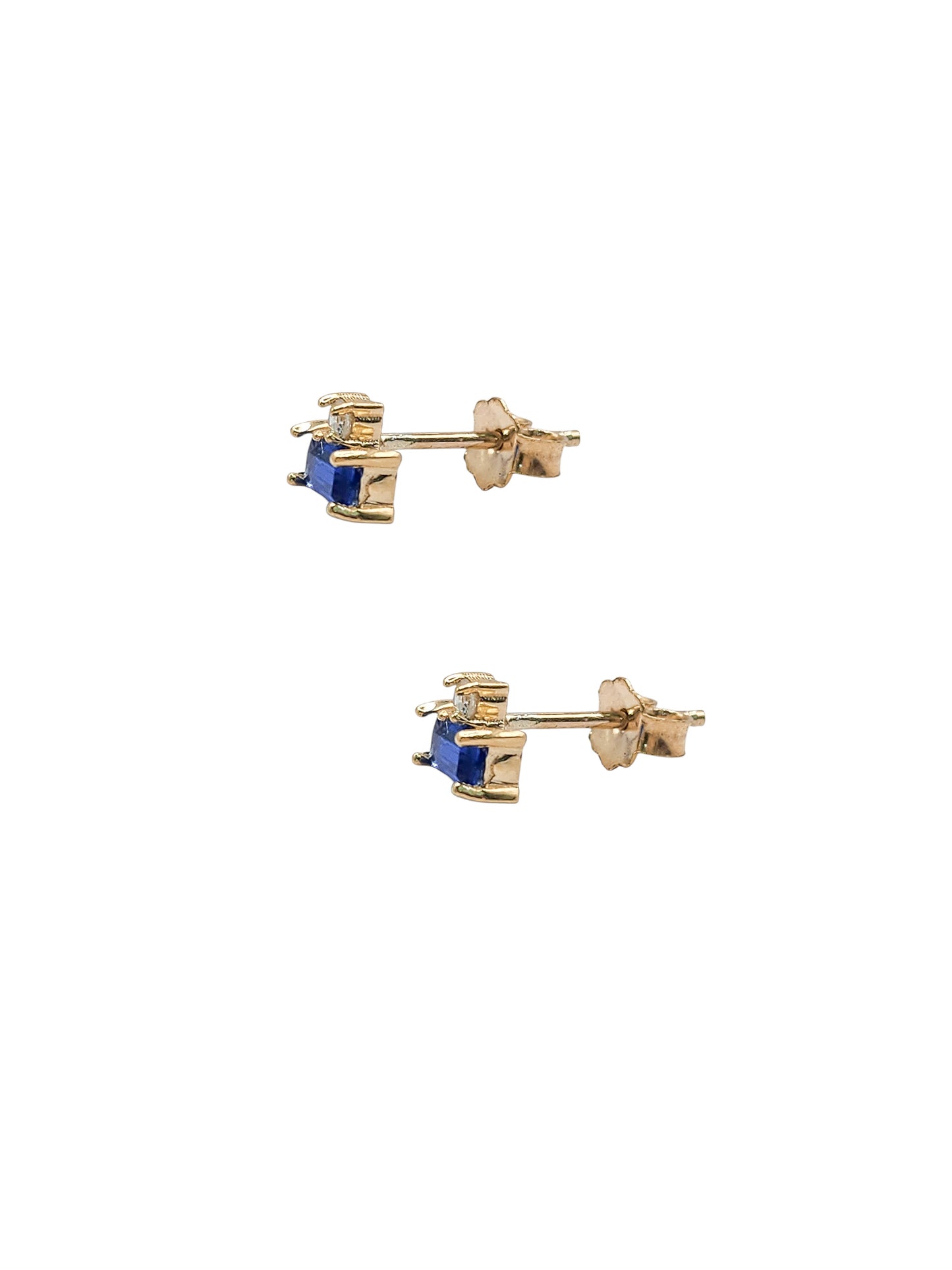 Aretes piedra natural zafiro y diamante natural oro 10k