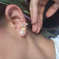 Par o Pieza de arete con cadena corazón Oro de 10k DORADO