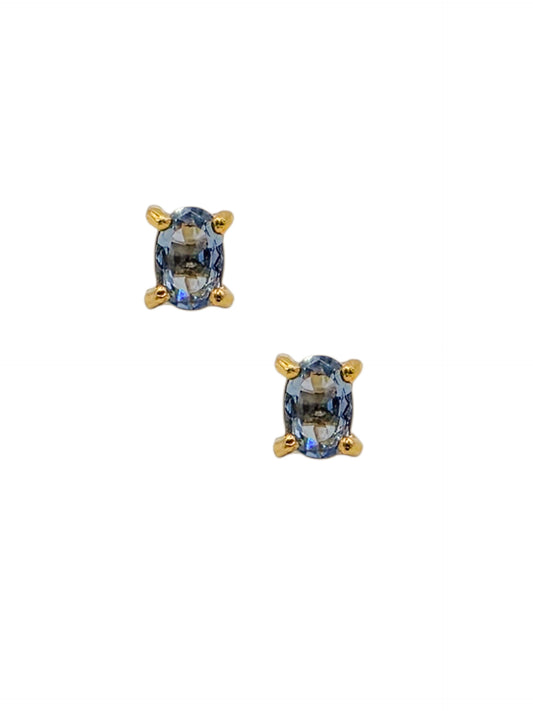 Par de Aretes broquel piedra natural Aguamarina plata 925