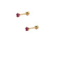 Par de Aretes broquel piedra natural rubí plata 925 baño de oro