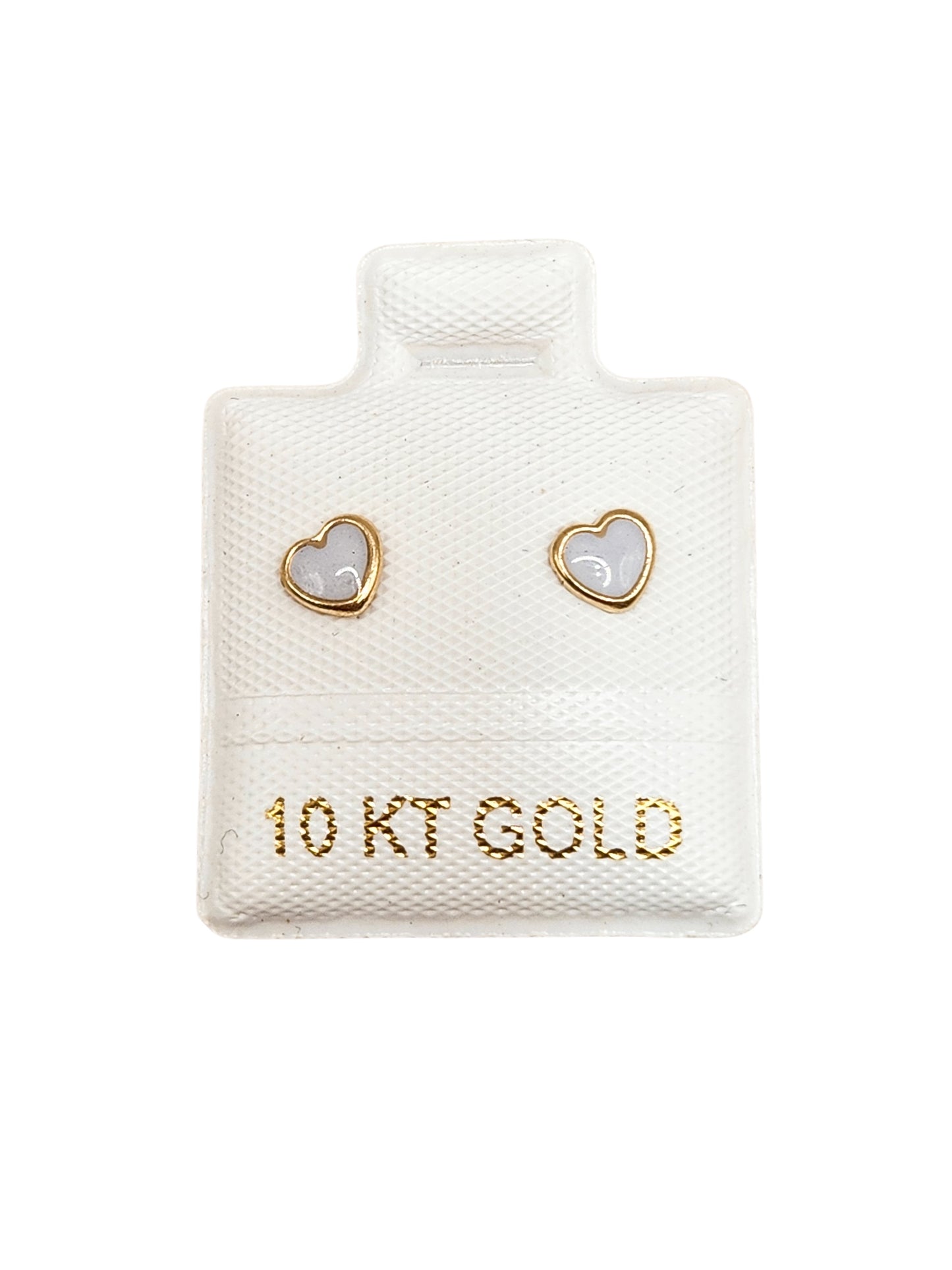 Par de Broquel esmalte corazón blanco lila oro de 10k DORADO