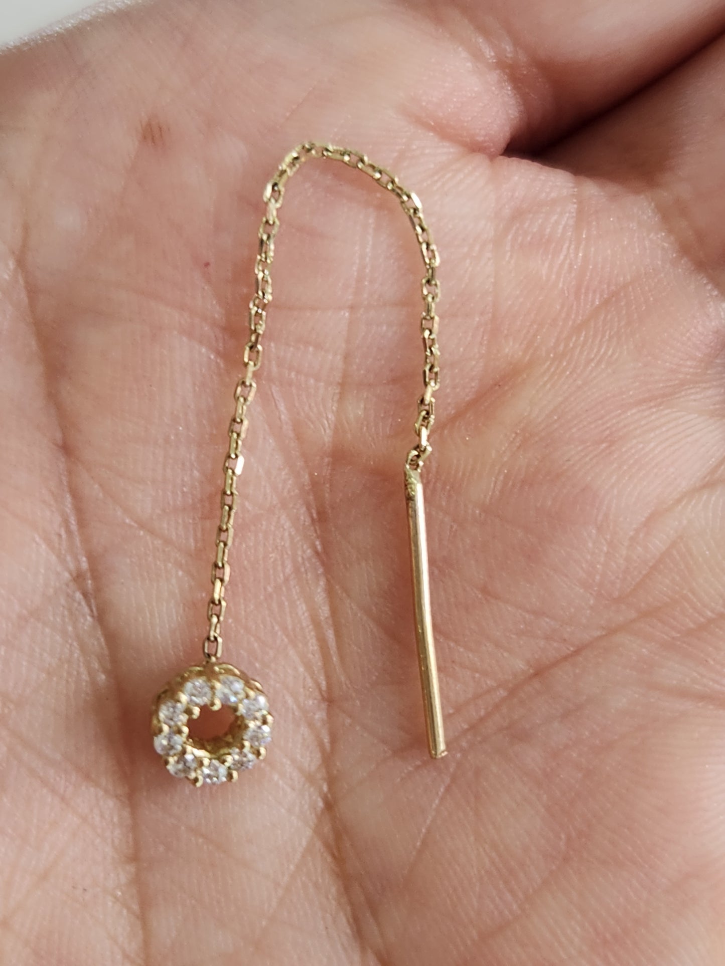 Par o Pieza de arete con cadena dona Oro de 10k DORADO