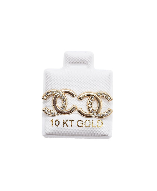 Par o Pieza de broquel en forma de coco con circonias blancas Oro 10k DORADO