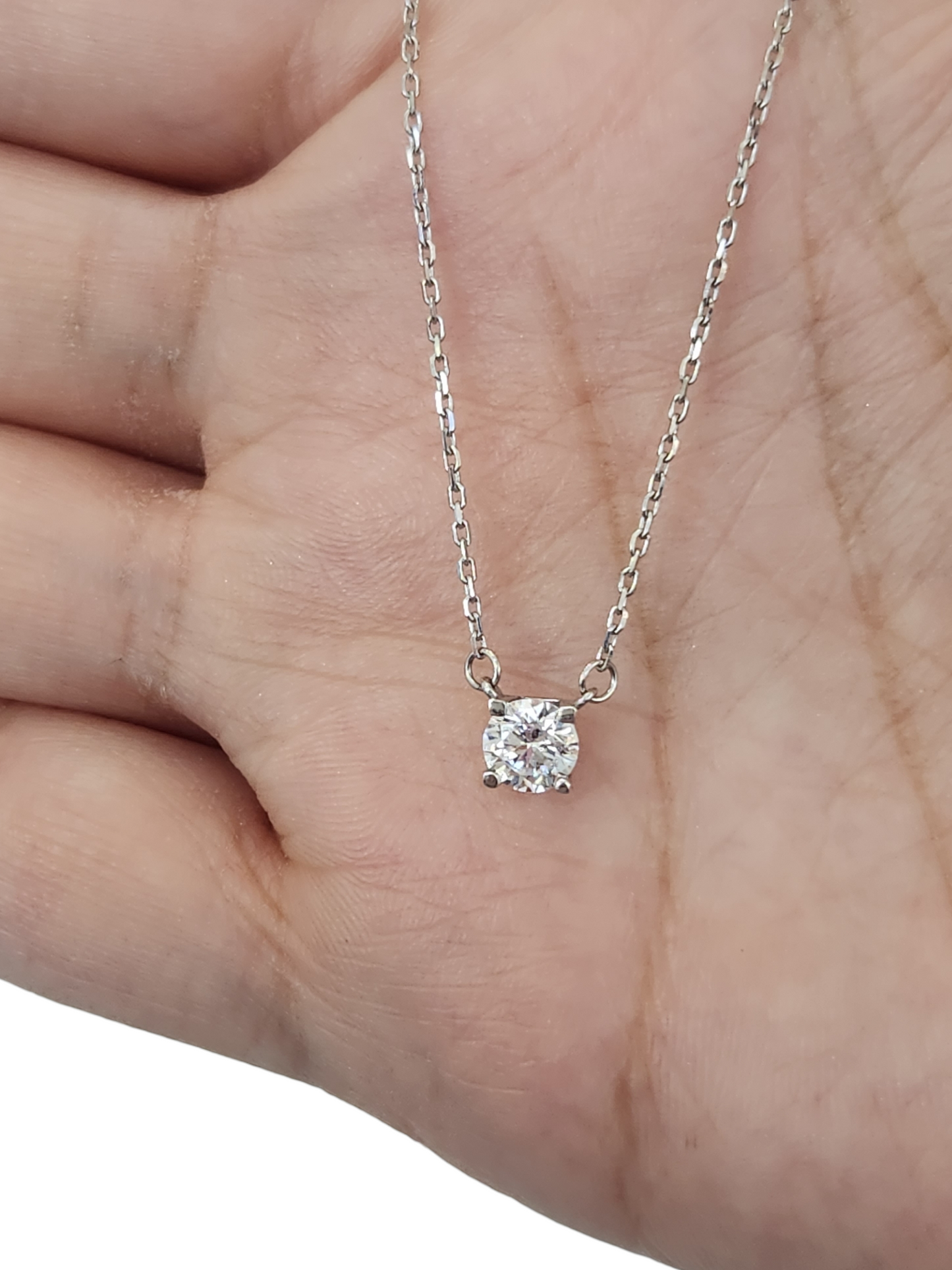 Gargantilla con piedra zirconia oro blanco 10k