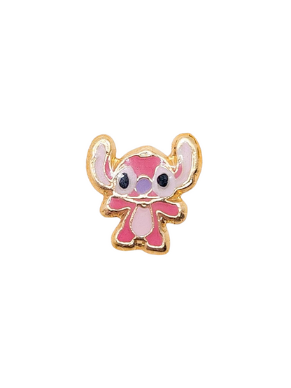 Par de Broquel Stich esmalte rosa oro 10k