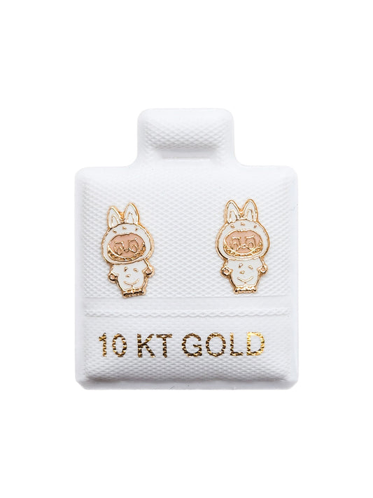 Par o Pieza de Broquel bubu blanco esmalte oro 10k
