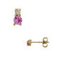 Aretes tu y yo rosa de Francia natural y diamante de laboratorio oro 10k