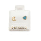 Par de Broquel esmalte luna corazón blanco con azul oro de 10k DORADO