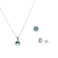 Juego (aretes y gargantilla) con piedra circonita azul  Plata 925