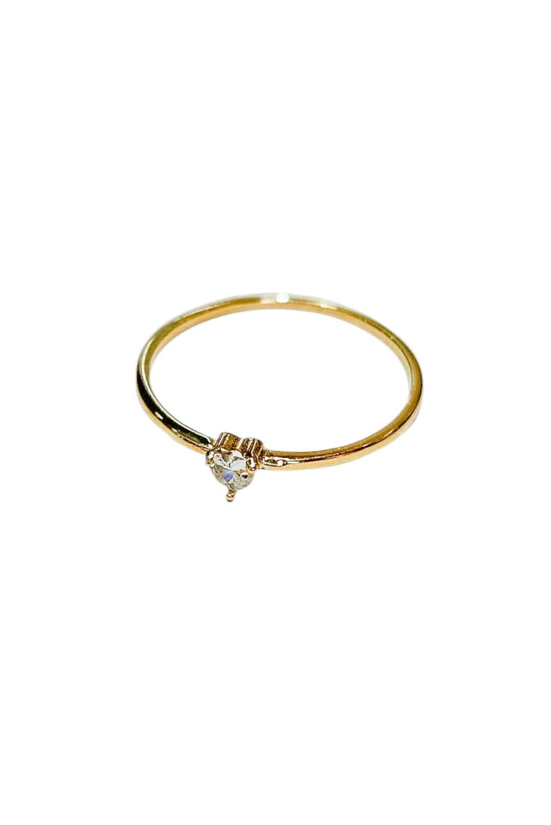 Anillo corazón piedra blanca oro 10k