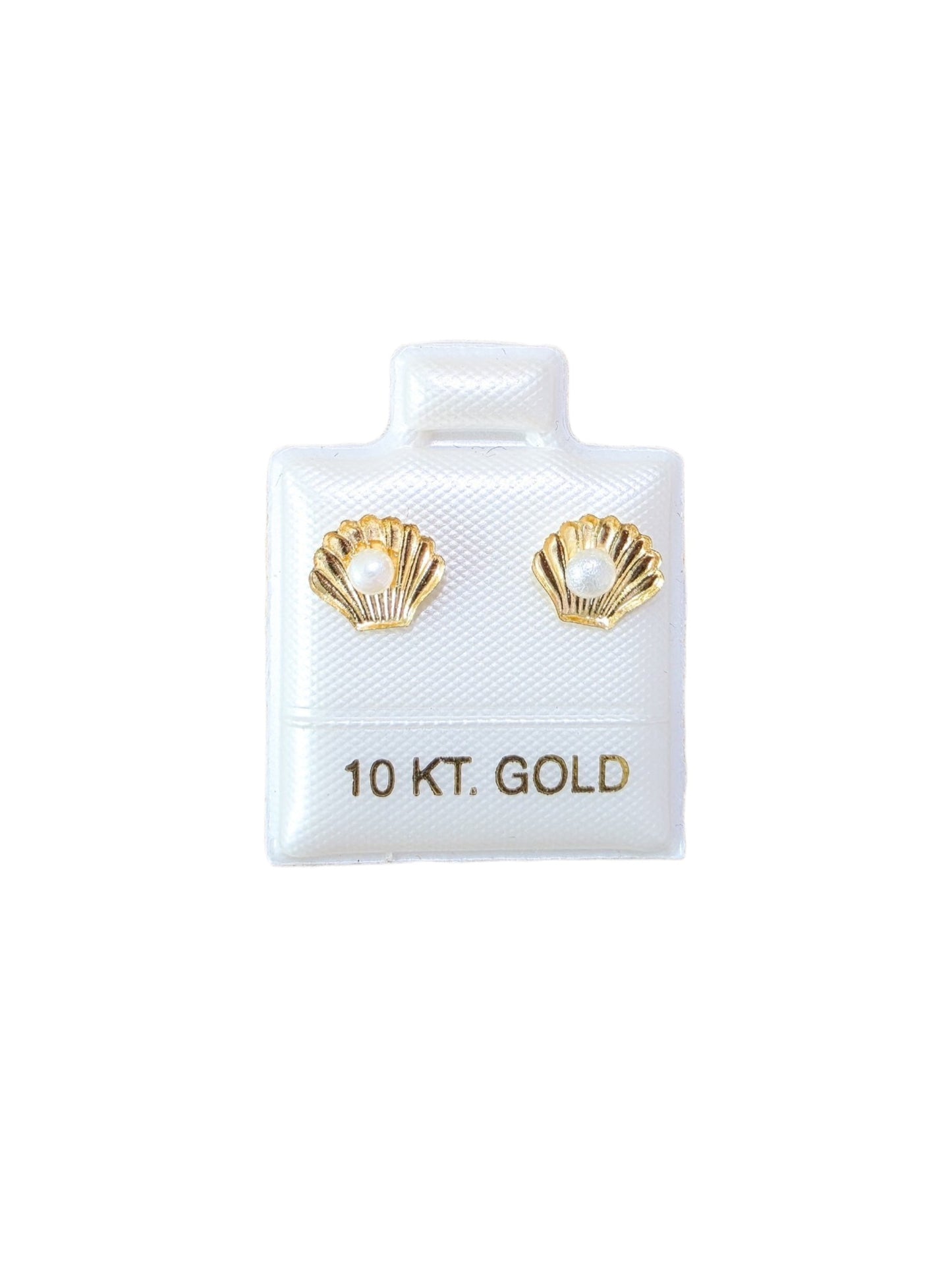 Par o Pieza conchita de mar con perla natural oro 10k