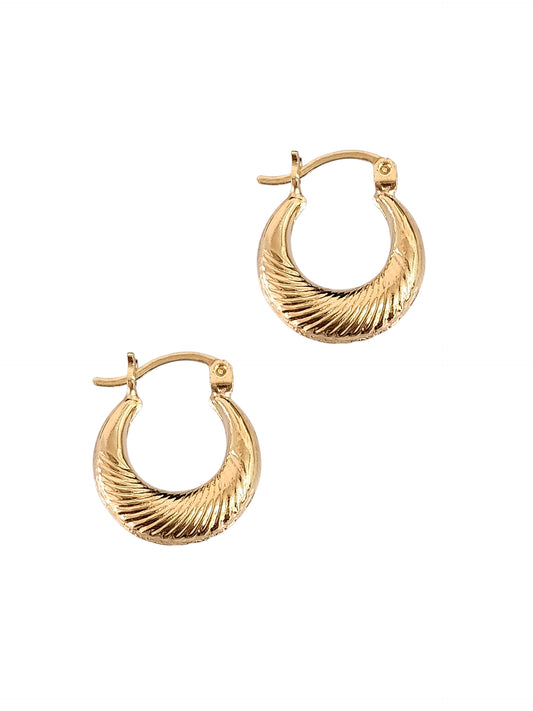 Arracadas estilo canasta espiral estilo chunky oro 10k