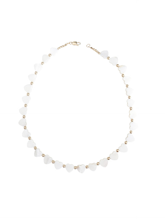 Collar de perlas y bimetal "infinito corazón"