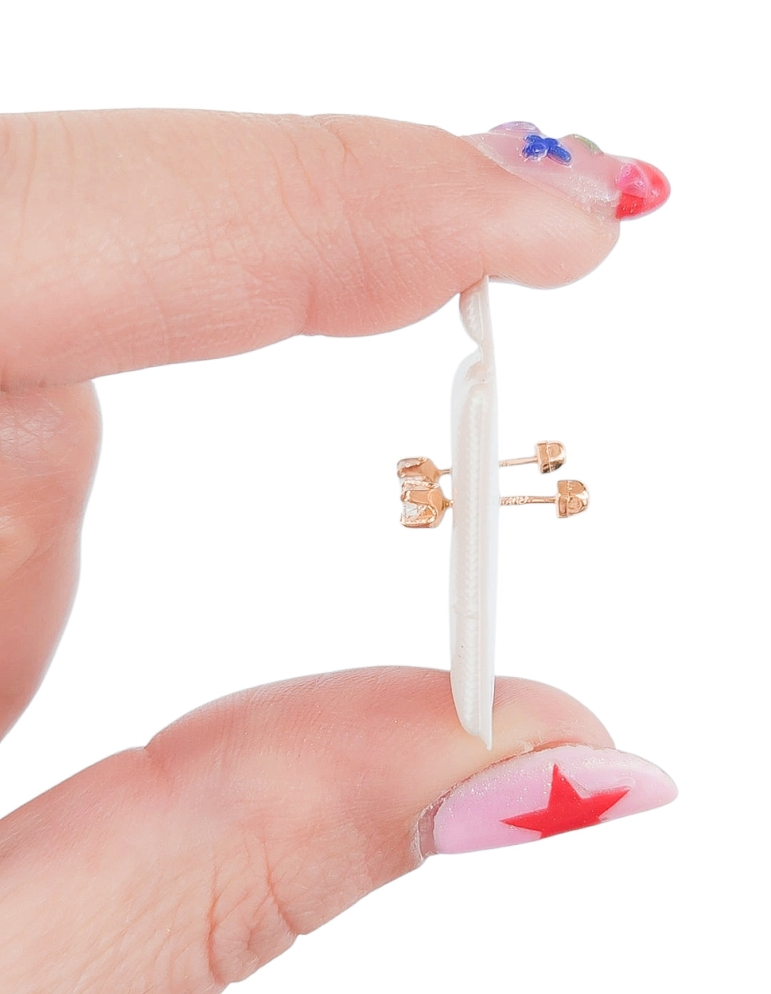 Par de Broquel con diamante natural 7 pts Oro de 14k DORADO