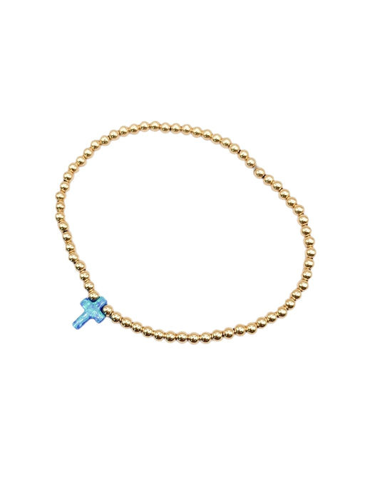 Pulsera Alma protectora cruz ópalo natural