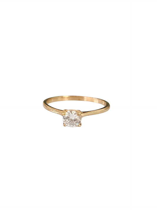 Anillo solitario con zirconia blanca oro 10k