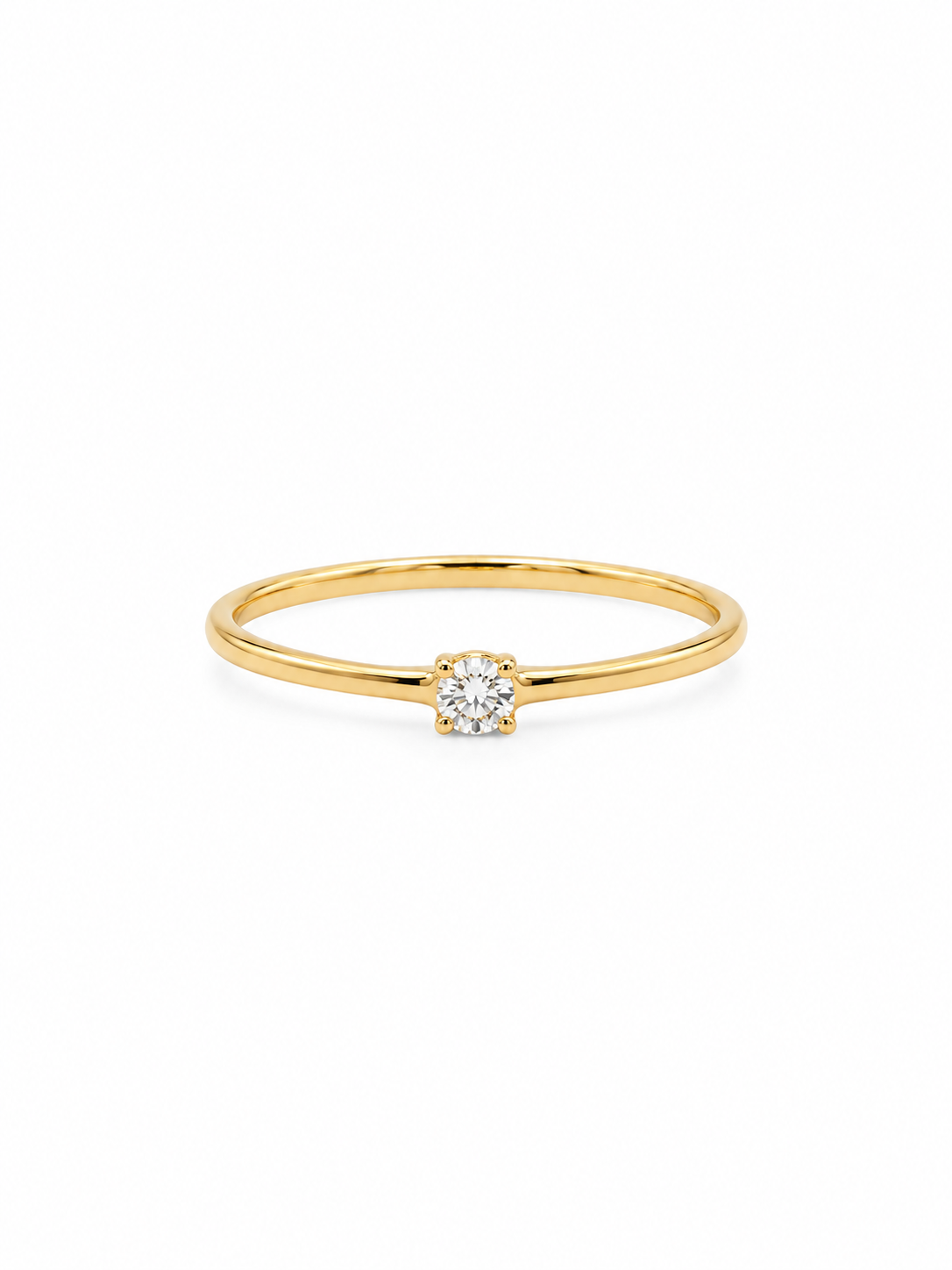 Anillo delgado con mini diamante redondo LAB GROWN 10k PREMIUM