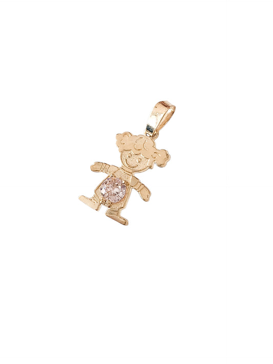 Dije niña piedra rosa 10k