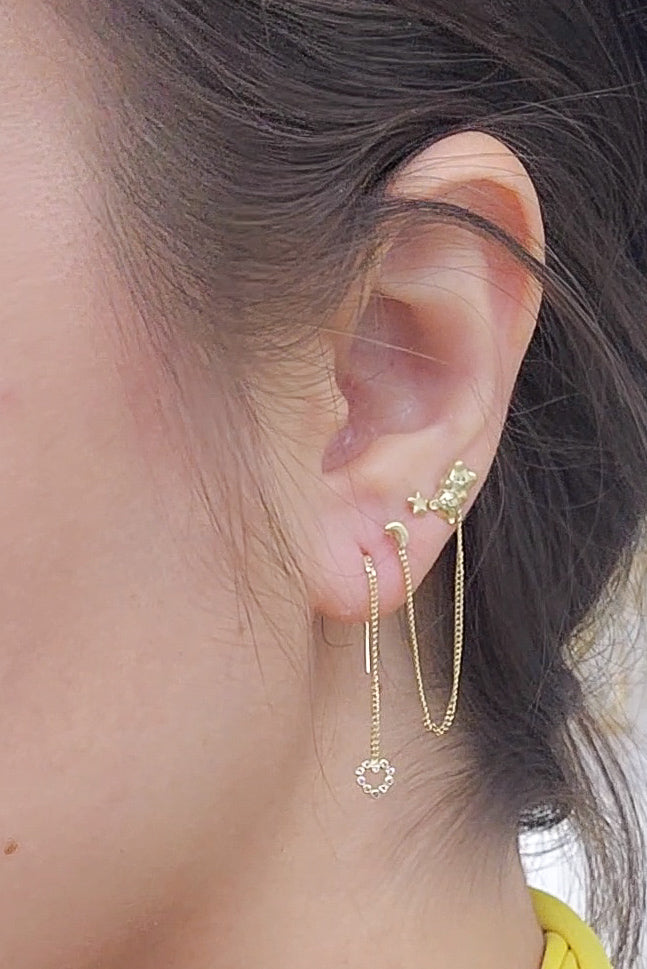 Par de arete colgante corazón oro 10k DORADO