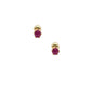 Par de Aretes broquel piedra natural rubí plata 925 baño de oro