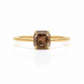 Anillo de diamante natural "Salt and Pepper"solitario oro 10k Radiant cut
