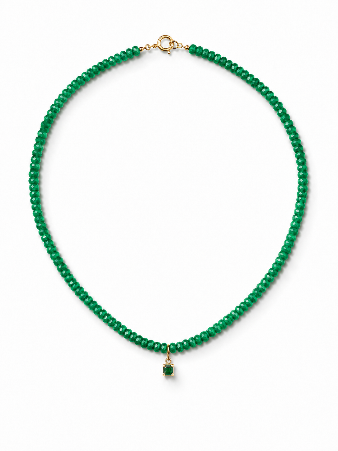Collar de esmeralda natural y oro 10k