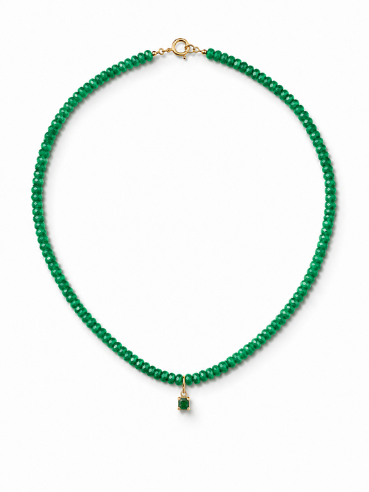 Collar de esmeralda natural y oro 10k