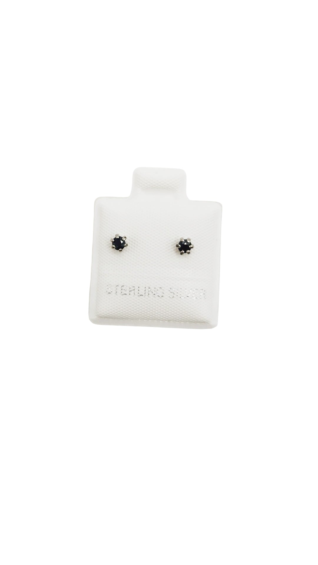 Par de Aretes broquel piedra natural zafiro negro plata 925