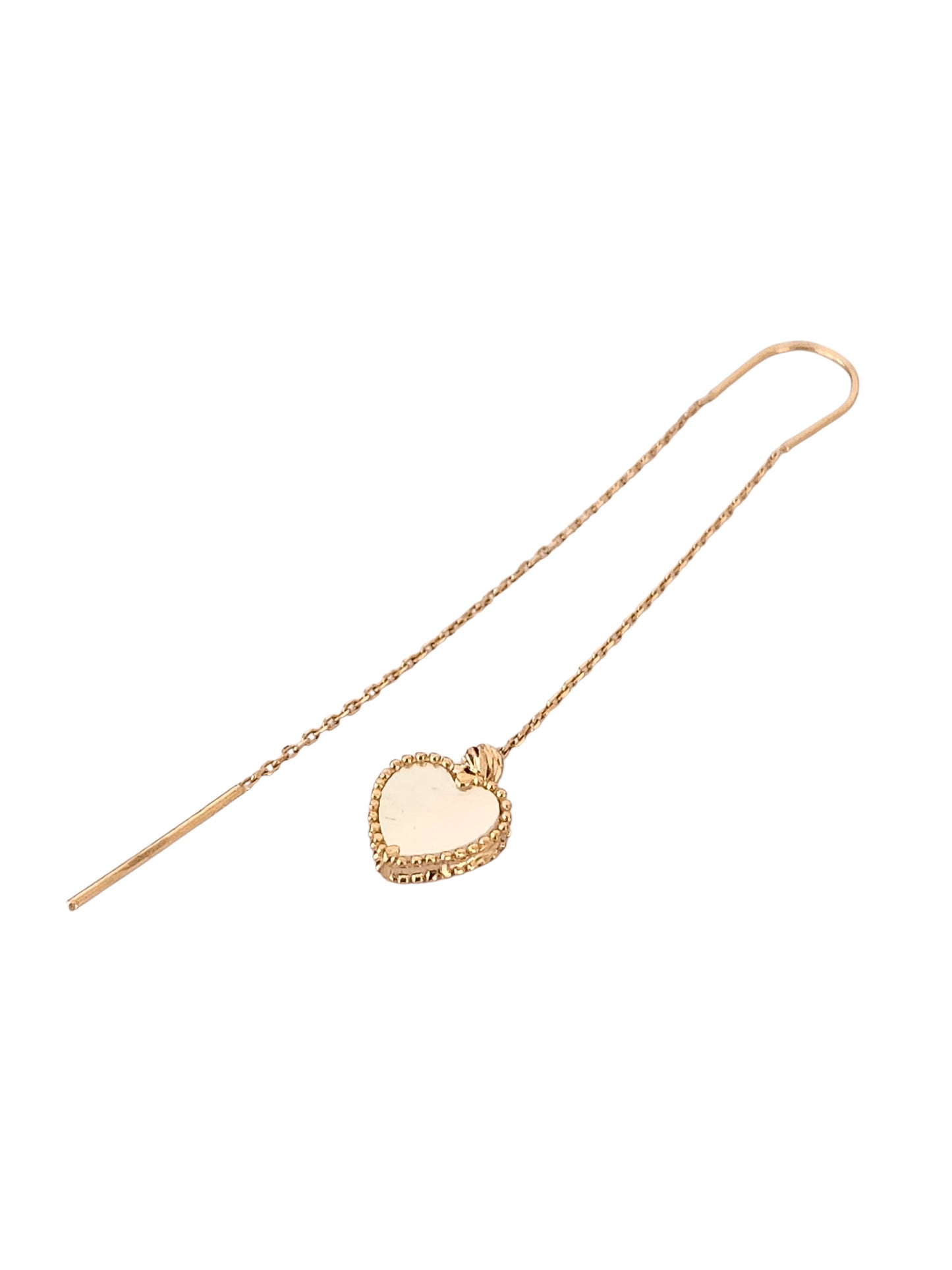 Par de arete colgante corazón madre perla oro 10k DORADO