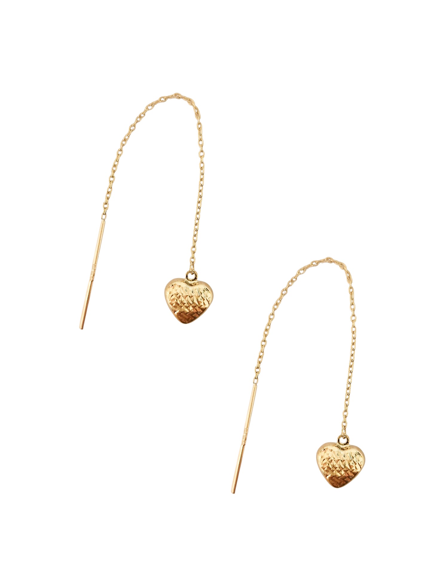 Par o Pieza de arete con cadena corazón Oro de 10k DORADO