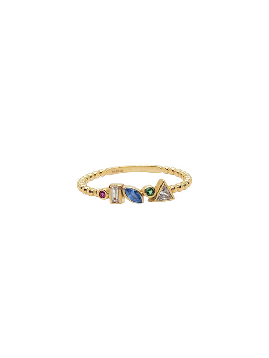 Anillo piedras de colores oro 10k