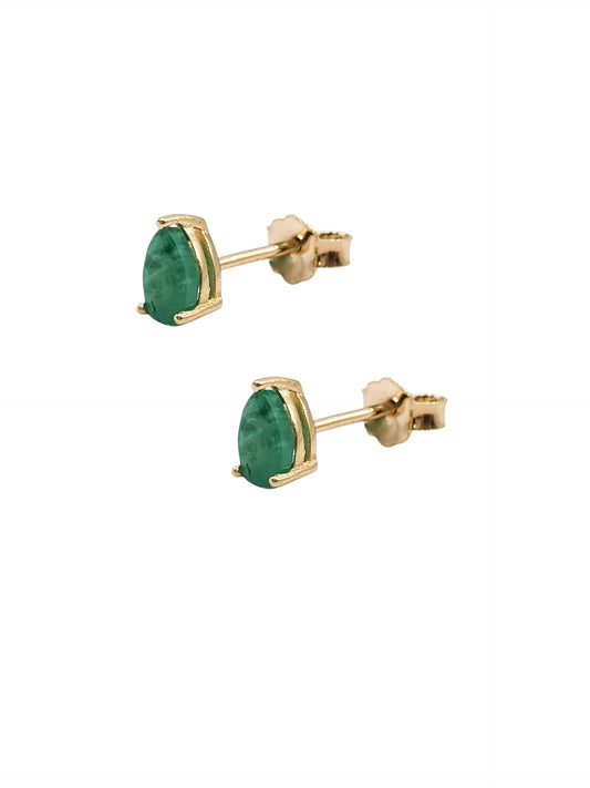 Aretes piedra natural esmeralda oro 10k