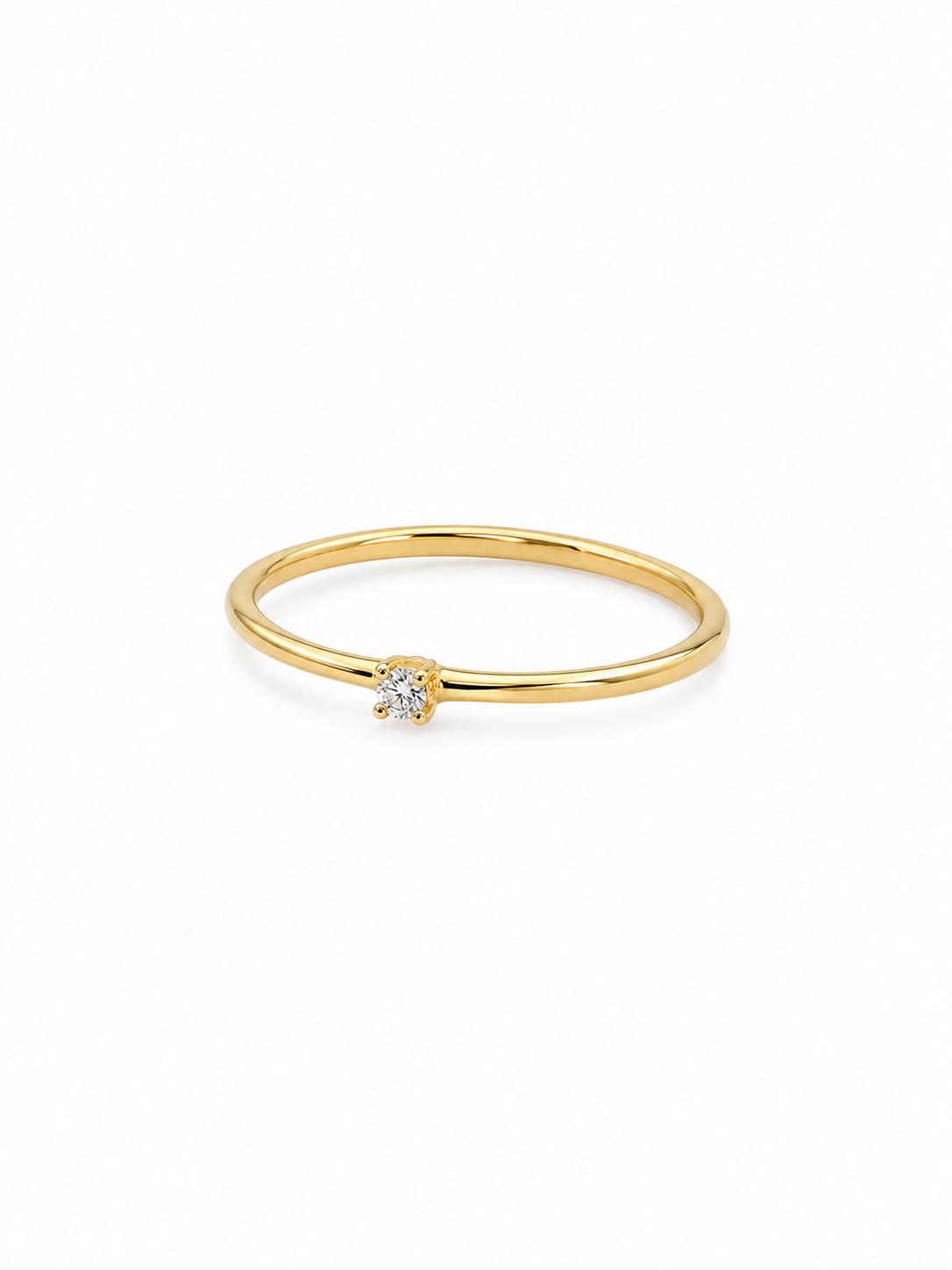 Anillo delgado con mini diamante redondo LAB GROWN 10k PREMIUM