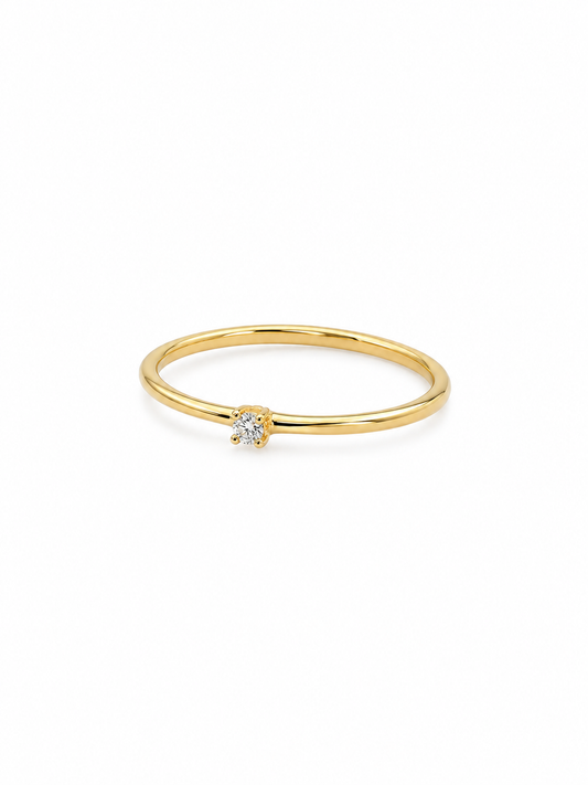 Anillo delgado con mini diamante redondo LAB GROWN 10k PREMIUM