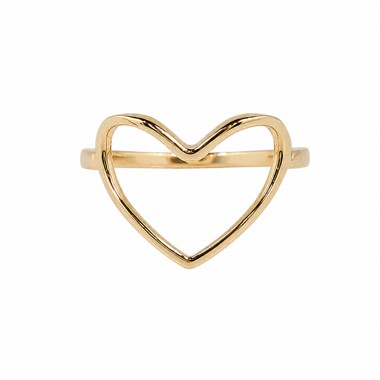 Anillo corazón contorno liso 10k