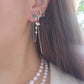 Par o Pieza de arete gota verde esmeralda con cadena y piedras Oro de 10k DORADO