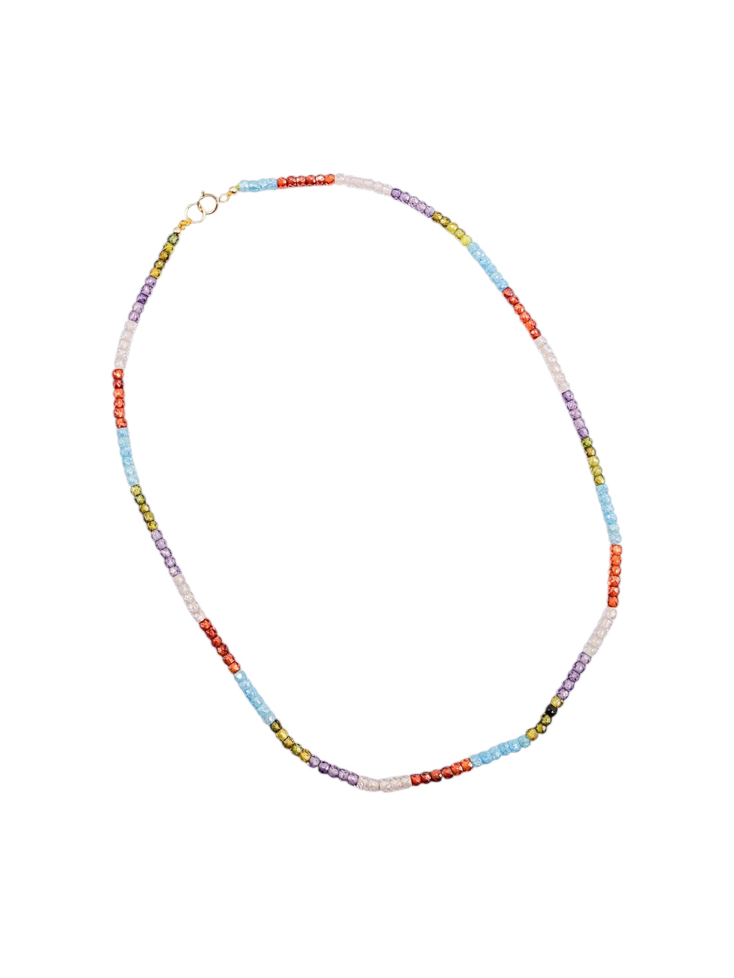Gargantilla zirconias de colores con broche de oro 10k