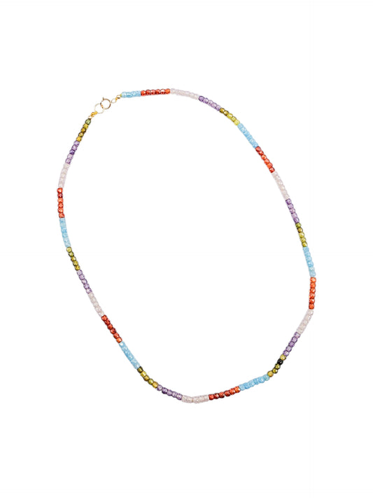 Gargantilla zirconias de colores con broche de oro 10k
