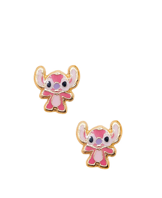 Par de Broquel Stich esmalte rosa oro 10k