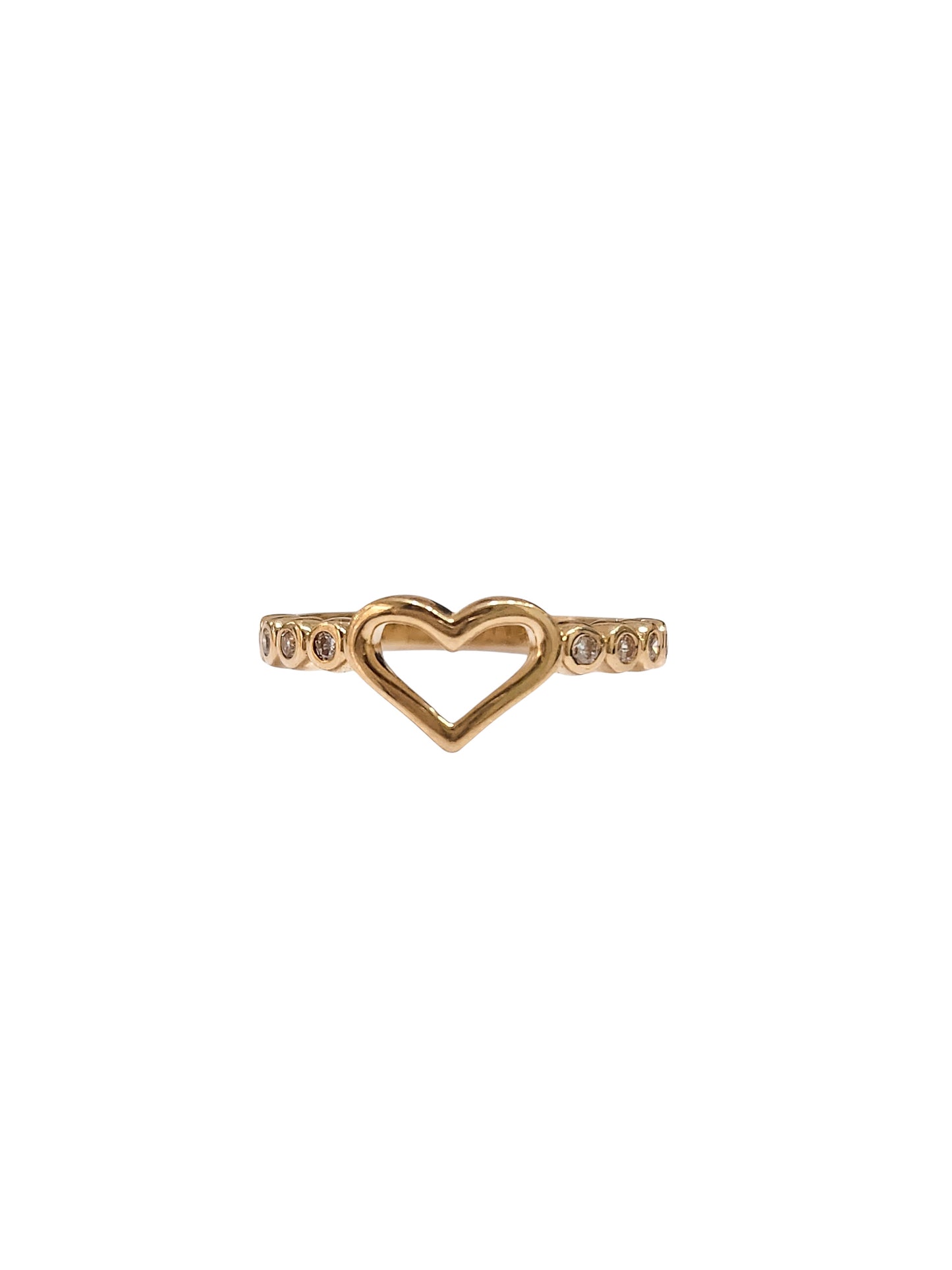 Anillo corazón con piedras oro 10k