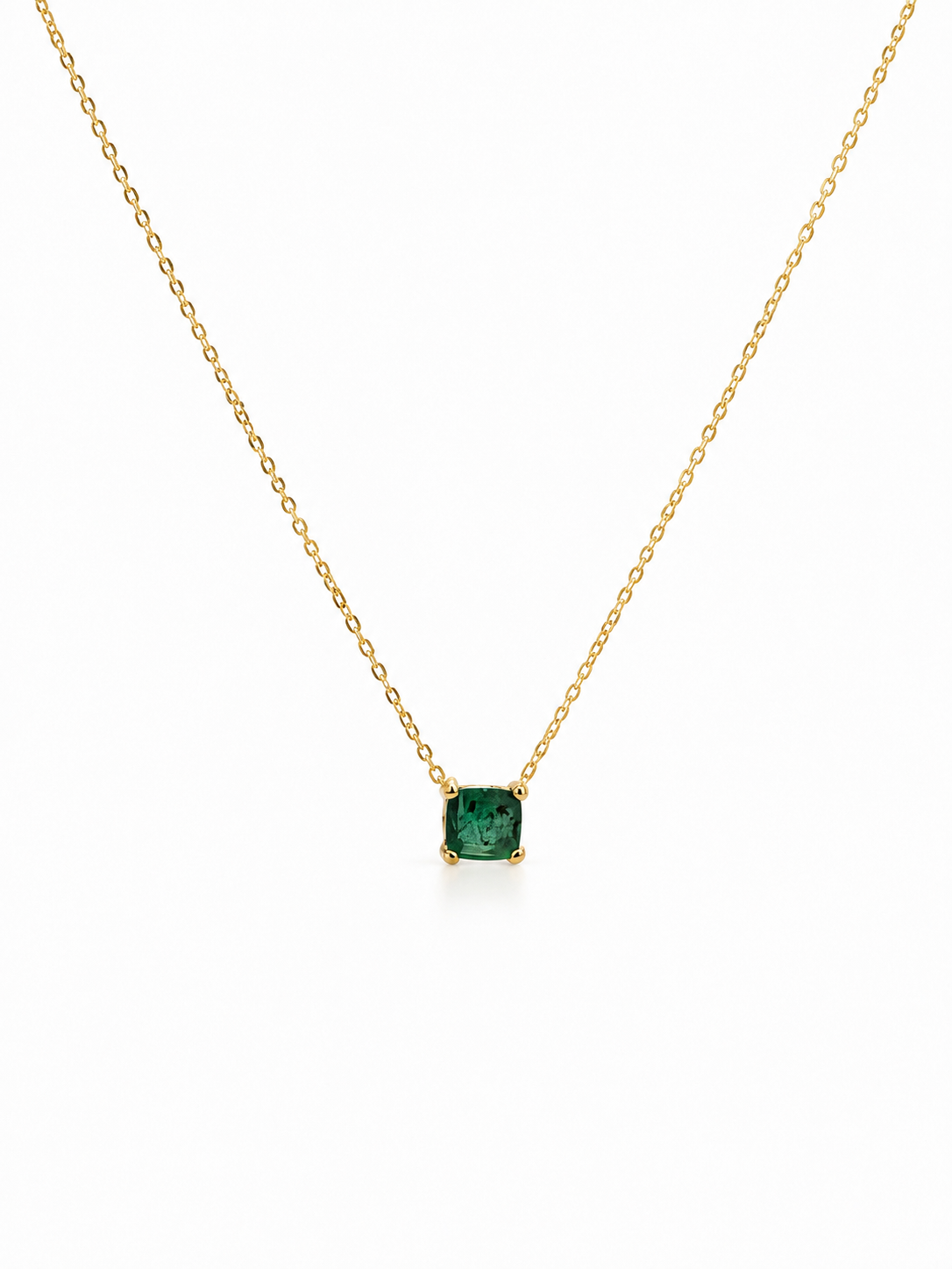 Gargantilla de Esmeralda natural corte princess oro 10k