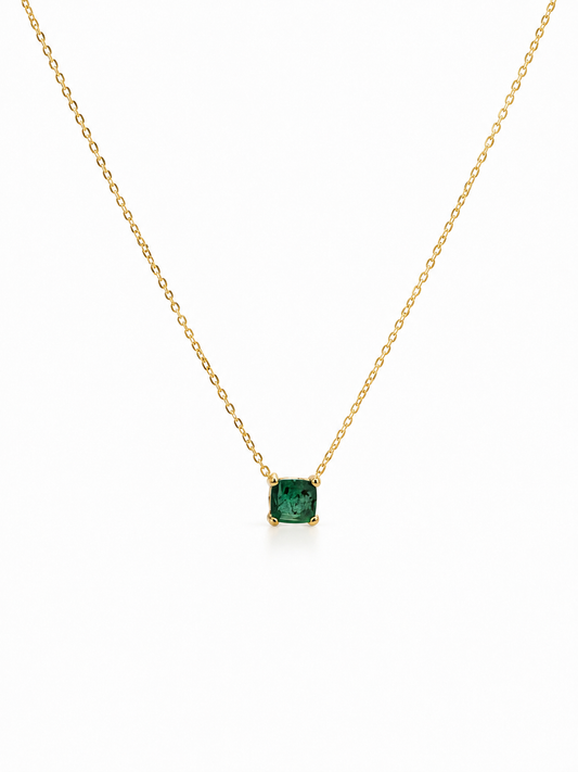 Gargantilla de Esmeralda natural corte princess oro 10k