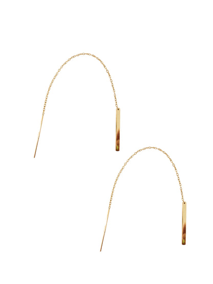 Par o Pieza de arete con cadena barra Oro de 10k DORADO
