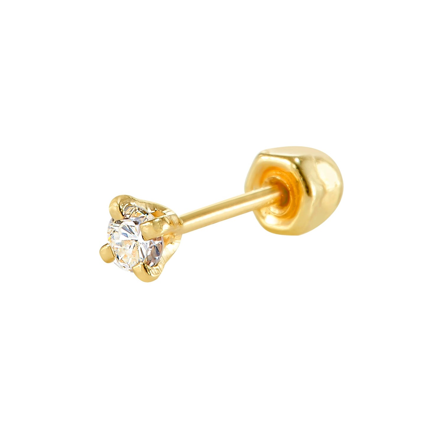 Par de Broquel con diamante natural 18 pts Oro de 14k DORADO